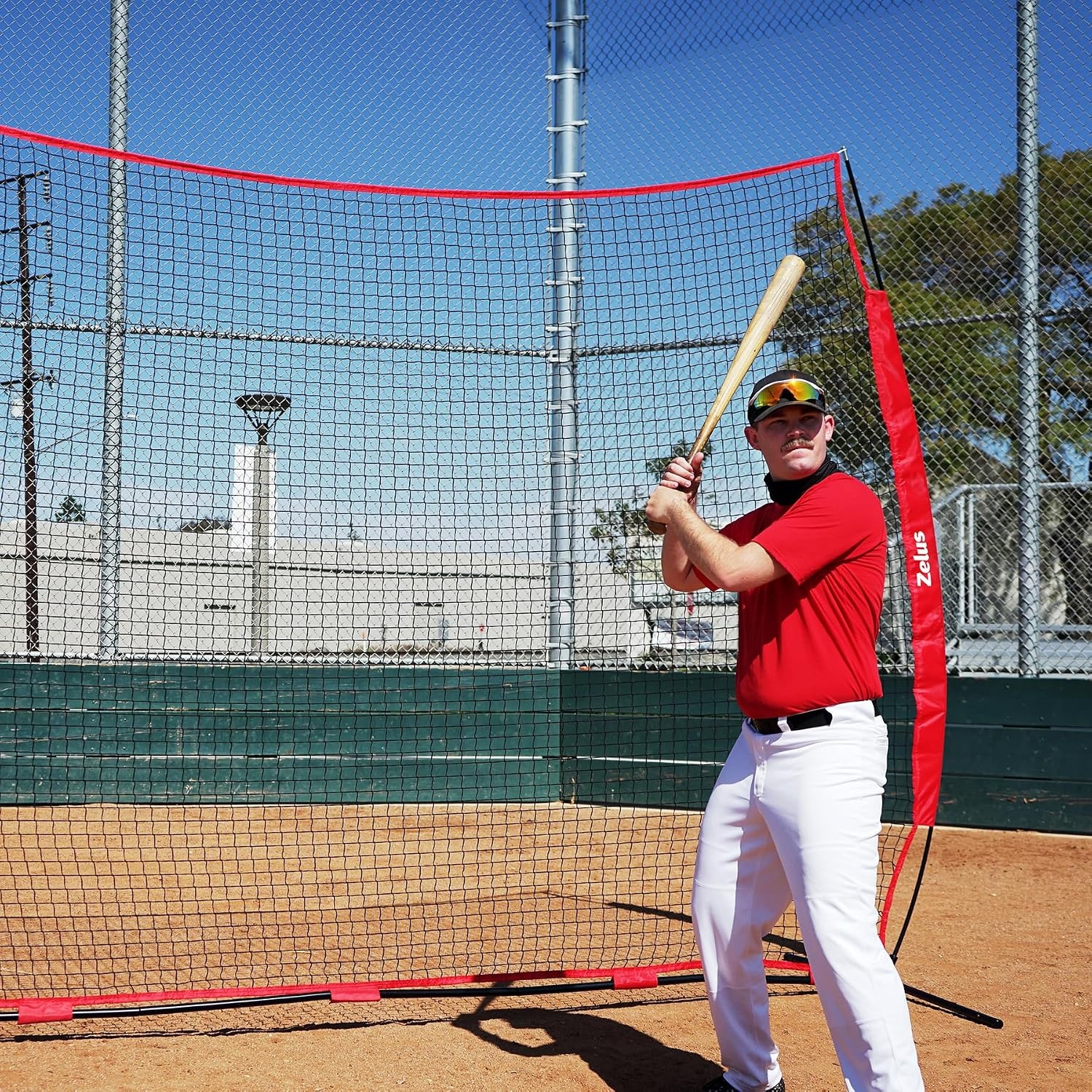 image:image12x9ft 16x10ft Barricade Backstop Net Ball Sports Barrier Practice Net for Baseball Softball Lacrosse Soccer Basketball and More12x9 ft Red