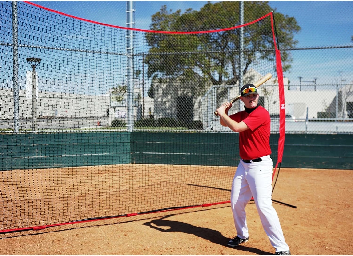 image:image12x9ft 16x10ft Barricade Backstop Net Ball Sports Barrier Practice Net for Baseball Softball Lacrosse Soccer Basketball and More16x10 ft Red