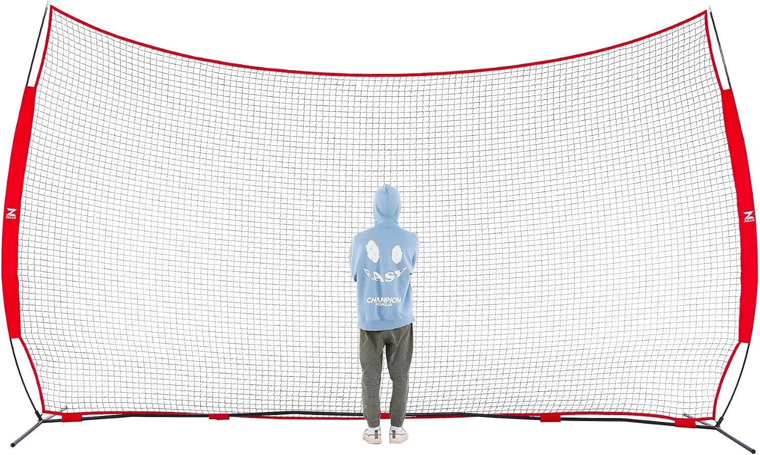 image:image12x9ft 16x10ft Barricade Backstop Net Ball Sports Barrier Practice Net for Baseball Softball Lacrosse Soccer Basketball and More16x10 ft Red