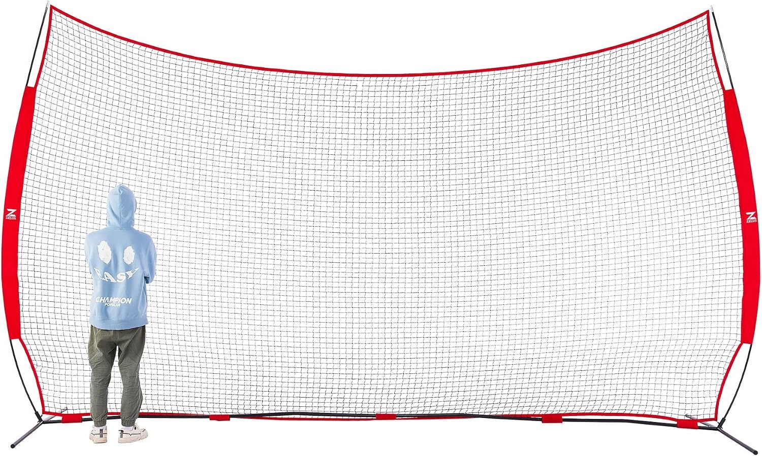 image:image12x9ft 16x10ft Barricade Backstop Net Ball Sports Barrier Practice Net for Baseball Softball Lacrosse Soccer Basketball and More16x10 ft Red