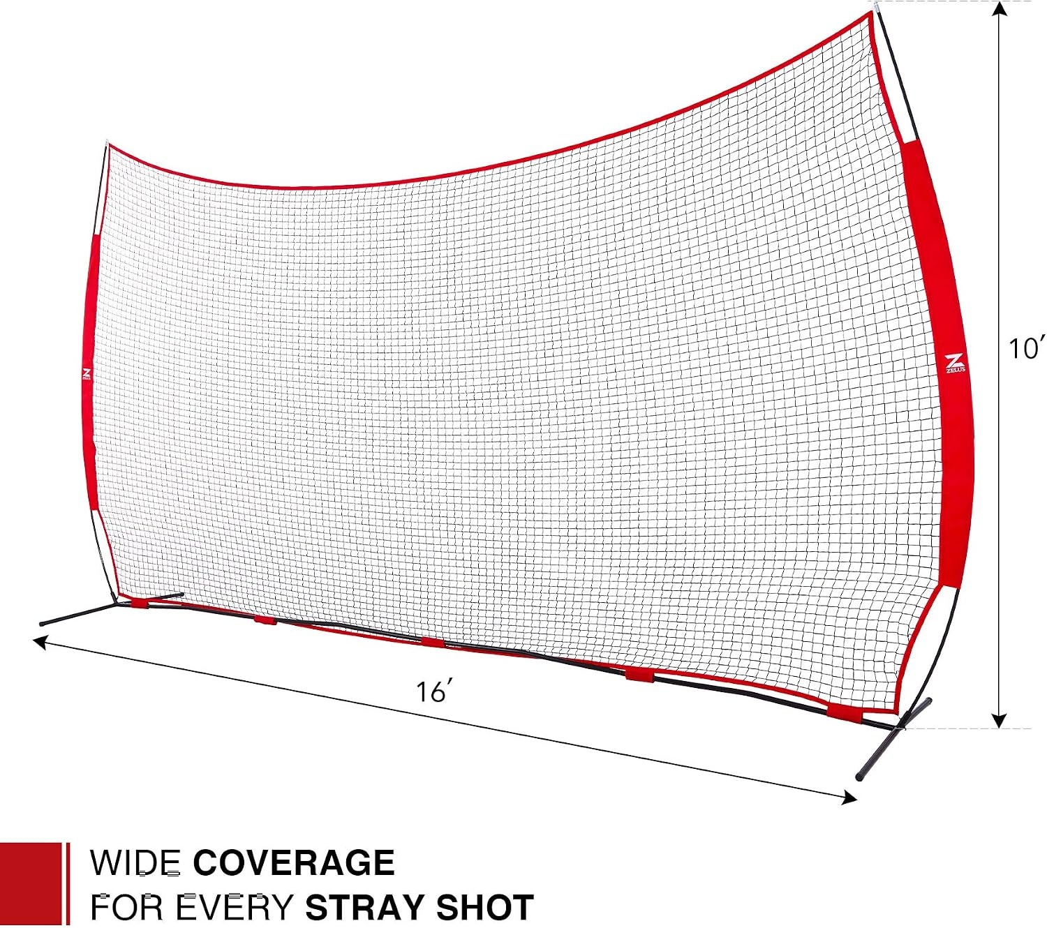 image:image12x9ft 16x10ft Barricade Backstop Net Ball Sports Barrier Practice Net for Baseball Softball Lacrosse Soccer Basketball and More16x10 ft Red
