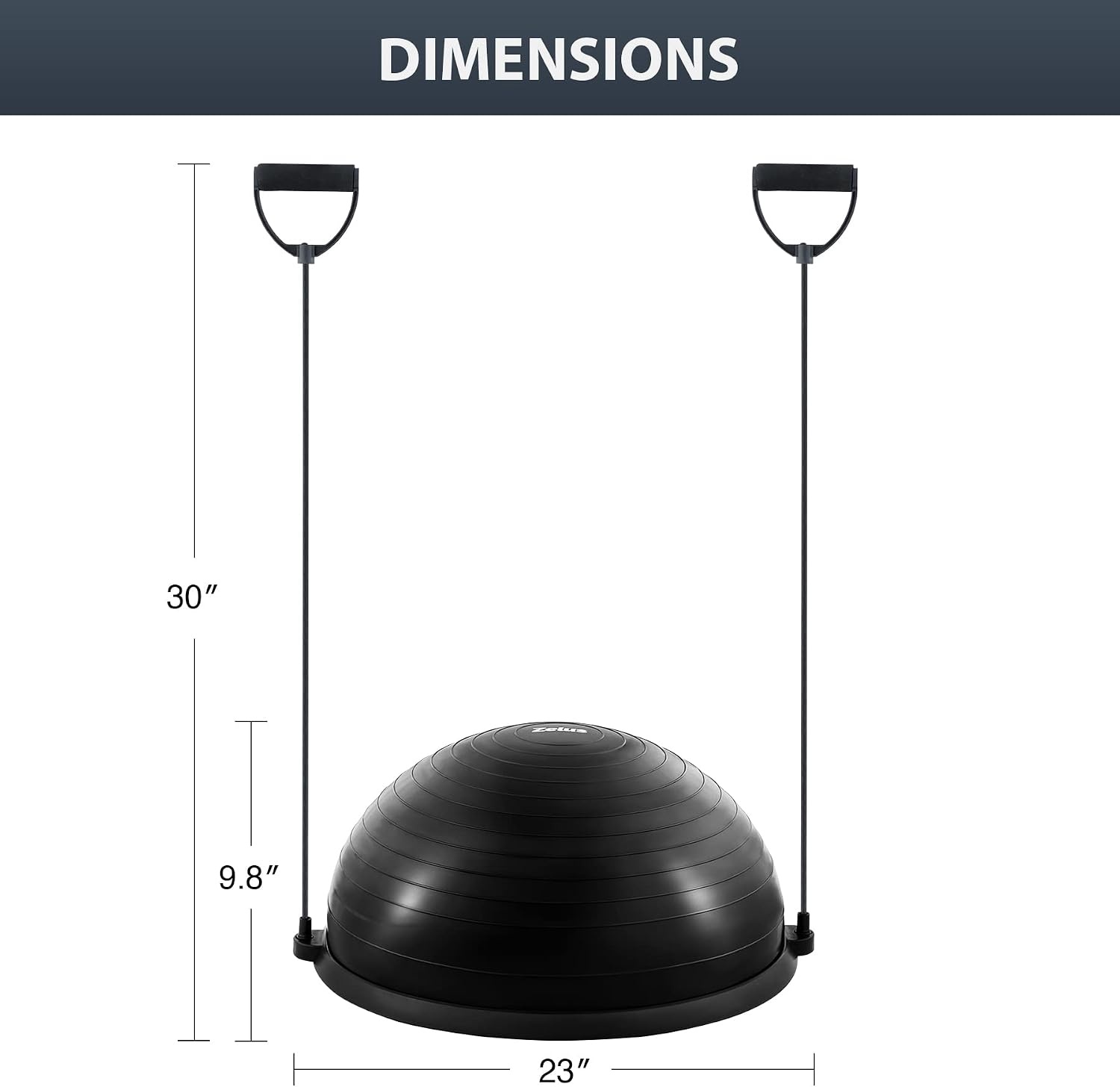 image:imageZELUS 23in Balance Ball with 55cm Yoga Ball Resist Bands amp Foot Pump 660lbs half ball balance trainer nonslip exercise ball for core strength stability amp balance fullbody home gymBlack