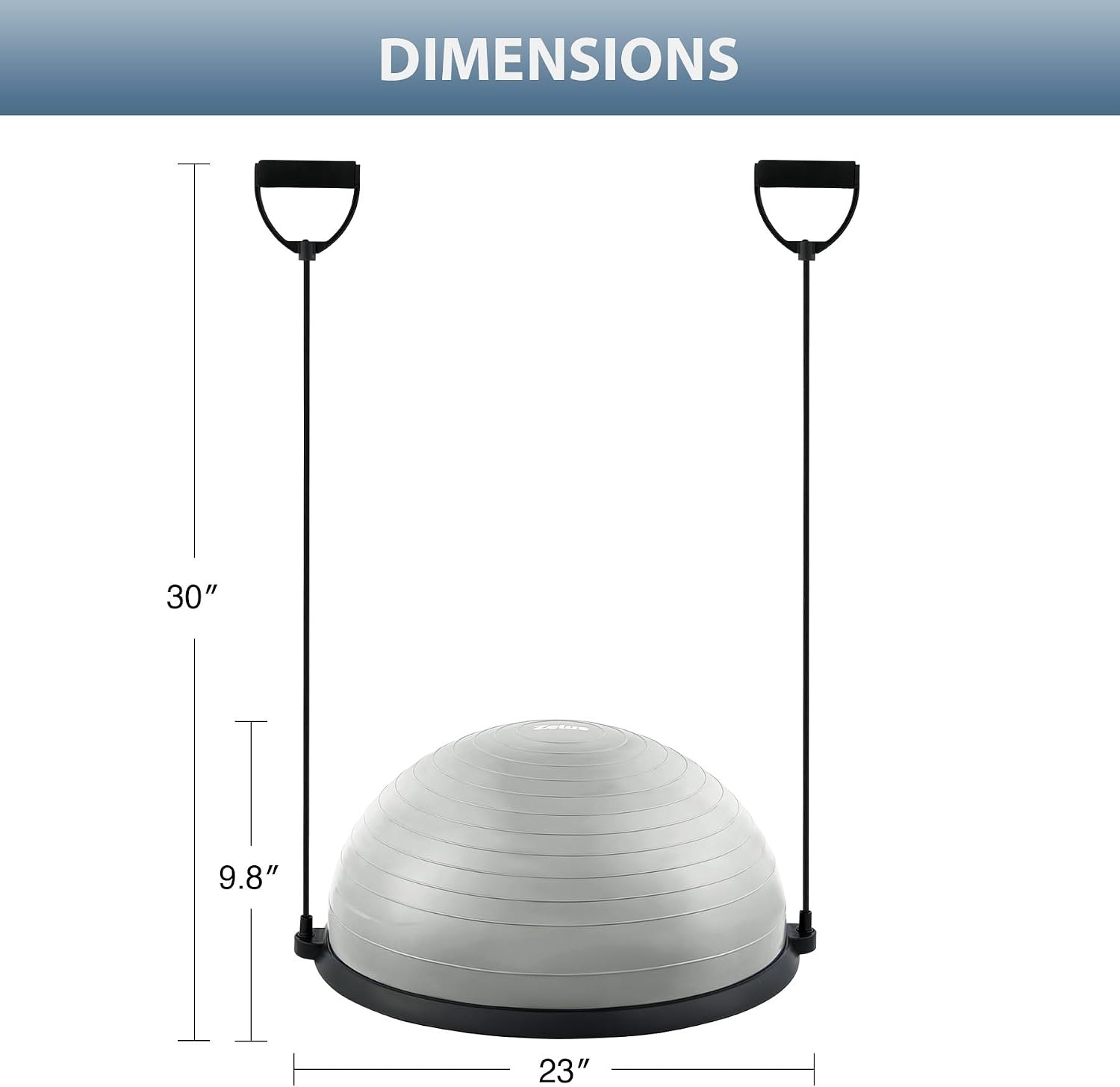 image:imageZELUS 23in Balance Ball with 55cm Yoga Ball Resist Bands amp Foot Pump 660lbs half ball balance trainer nonslip exercise ball for core strength stability amp balance fullbody home gymGrey
