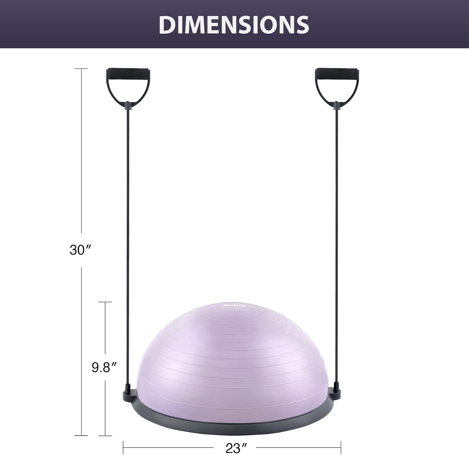 image:imageZELUS 23in Balance Ball with 55cm Yoga Ball Resist Bands amp Foot Pump 660lbs half ball balance trainer nonslip exercise ball for core strength stability amp balance fullbody home gymLilac