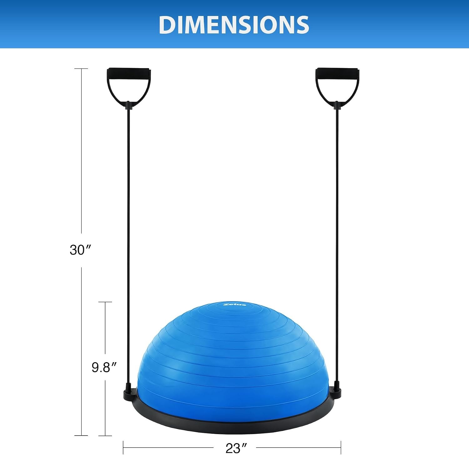 image:imageZELUS 23in Balance Ball with 55cm Yoga Ball Resist Bands amp Foot Pump 660lbs half ball balance trainer nonslip exercise ball for core strength stability amp balance fullbody home gymBlue