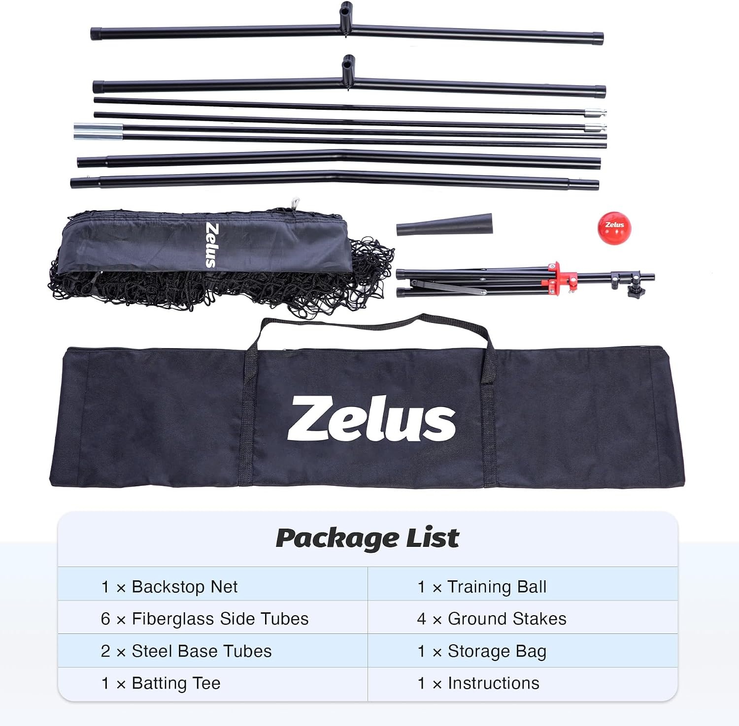 image:imageZELUS 7x7ft Baseball Net Baseball Softball Practice Net with Tee Baseballs and Carry Bag for Batting Hitting and PitchingNet and teeBlack