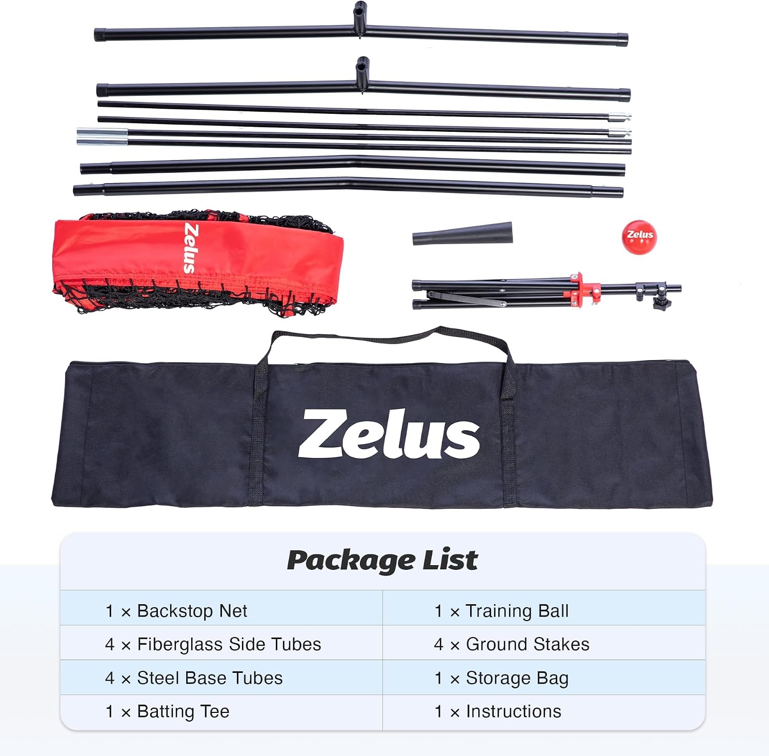 image:imageZELUS 7x7ft Baseball Net Baseball Softball Practice Net with Tee Baseballs and Carry Bag for Batting Hitting and PitchingNet and teeRed