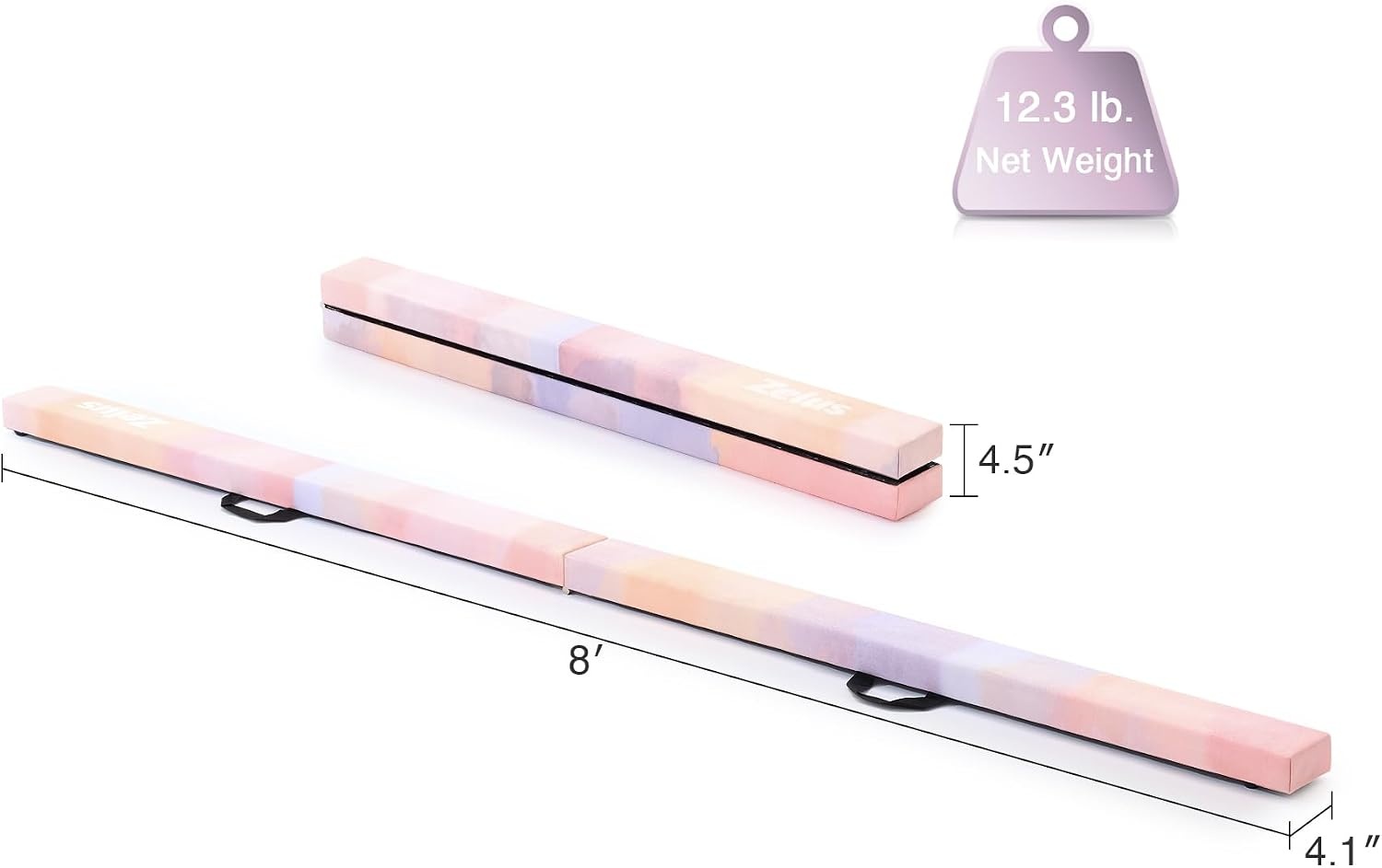image:imageZELUS 8 Folding Gymnastics Balance Beam Floor Balance Beam wCarry Handles AntiSlip Base for Kids Beginners amp Professional GymnastsPinkPurple