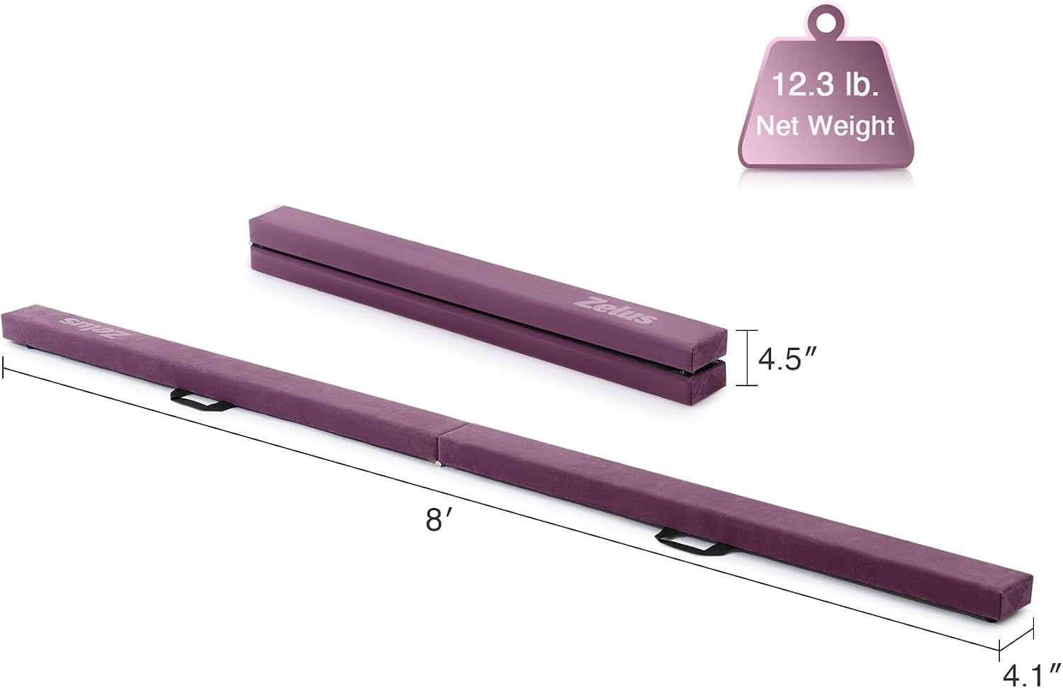 image:imageZELUS 8 Folding Gymnastics Balance Beam Floor Balance Beam wCarry Handles AntiSlip Base for Kids Beginners amp Professional GymnastsPurple