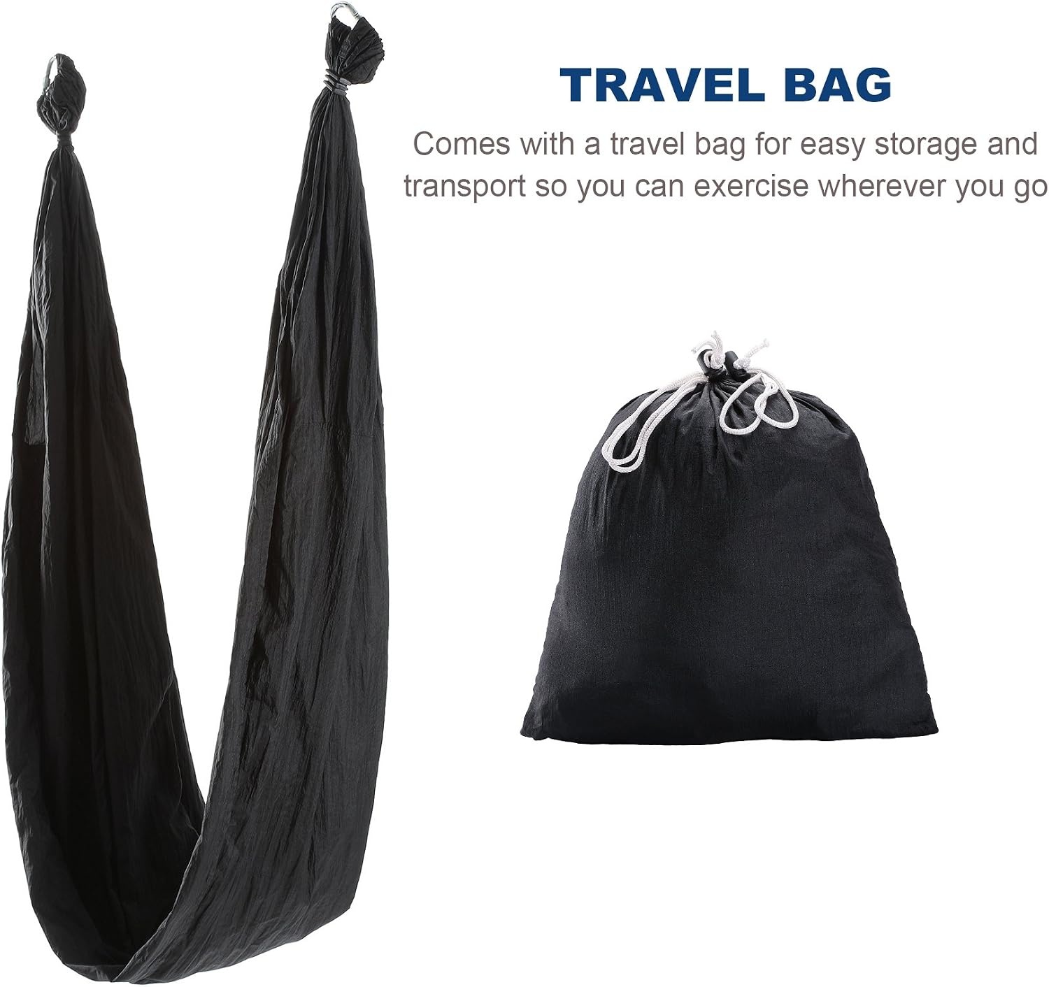 image:imageZELUS Aerial Yoga Swing Sling Strong Yoga Hammock Kit Set Trapeze Inversion Equipment Include 2 Extensions Straps and Ceiling Mounting KitBlack