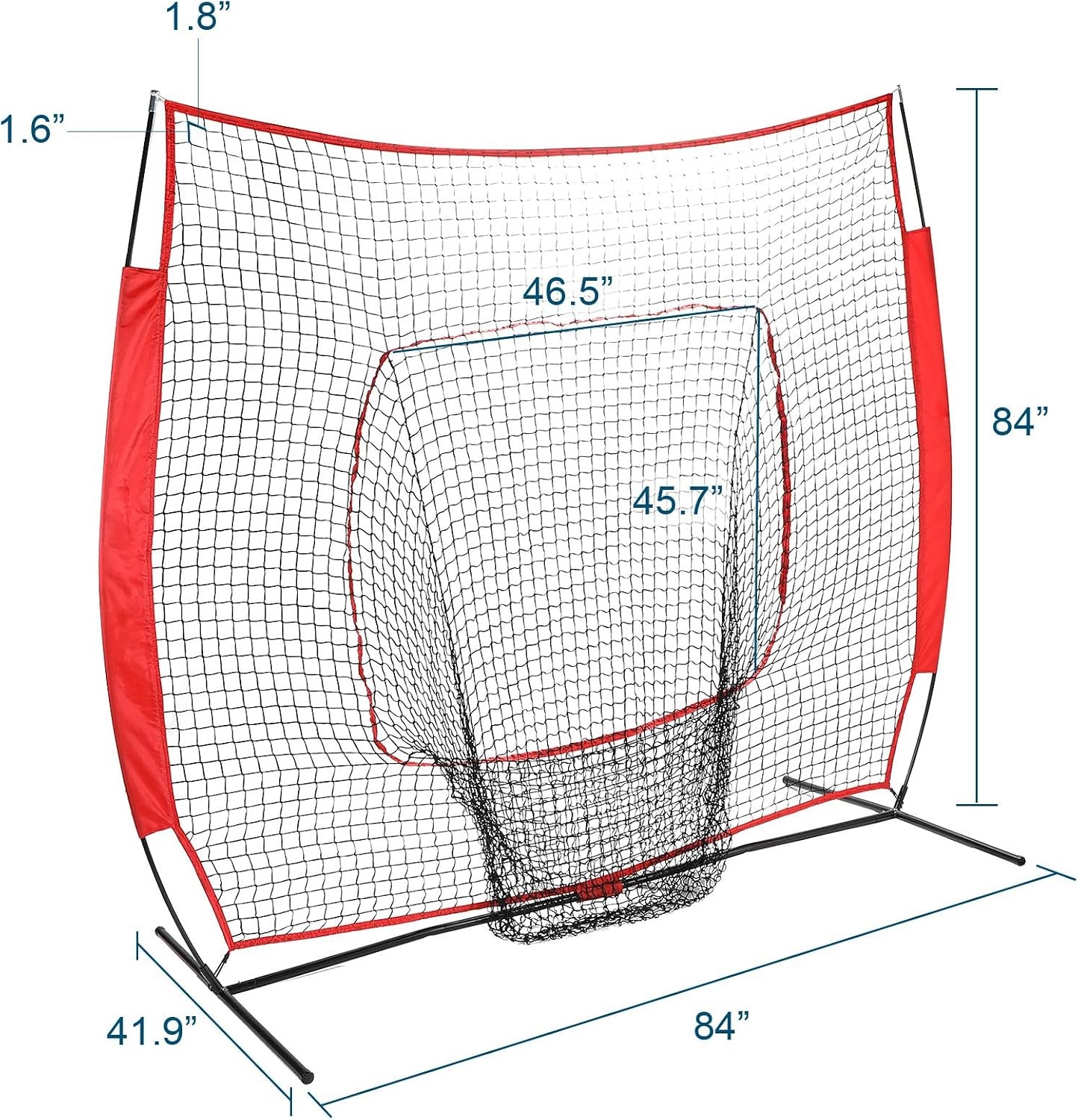image:imageZELUS Baseball Net 7 ft x7 ft Softball Hitting amp Pitching with Carry Bag Ground Stakes Portable Backstop amp Bow Frame Training Equipment for All AgesRED