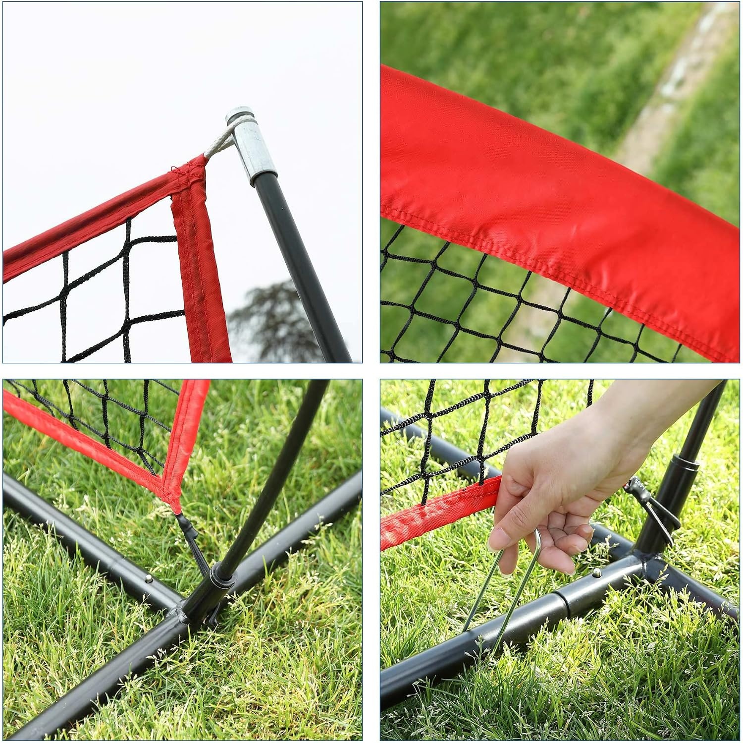 image:imageZELUS Baseball Net 7 ft x7 ft Softball Hitting amp Pitching with Carry Bag Ground Stakes Portable Backstop amp Bow Frame Training Equipment for All AgesRED