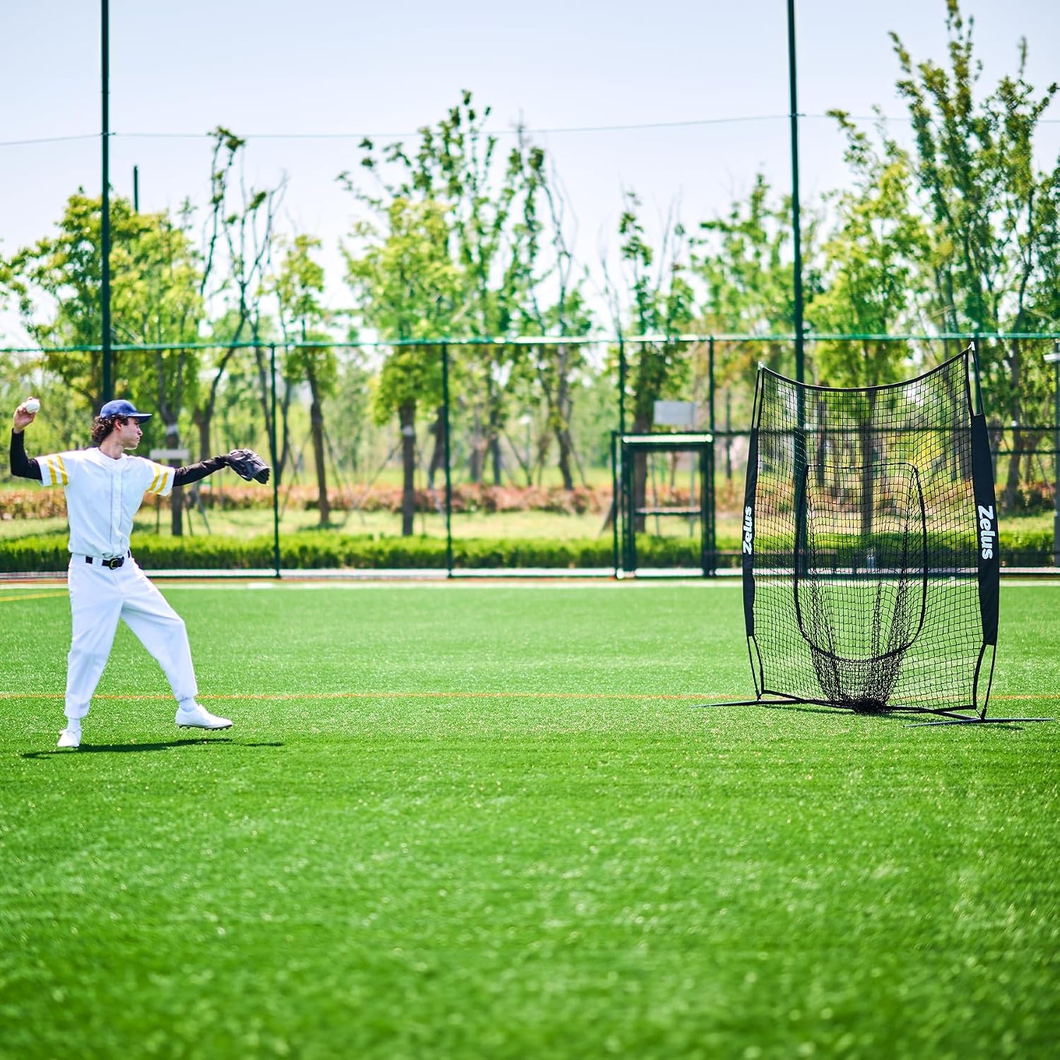 image:imageZELUS Baseball Net 7 ft x7 ft Softball Hitting amp Pitching with Carry Bag Ground Stakes Portable Backstop amp Bow Frame Training Equipment for All AgesBlack1