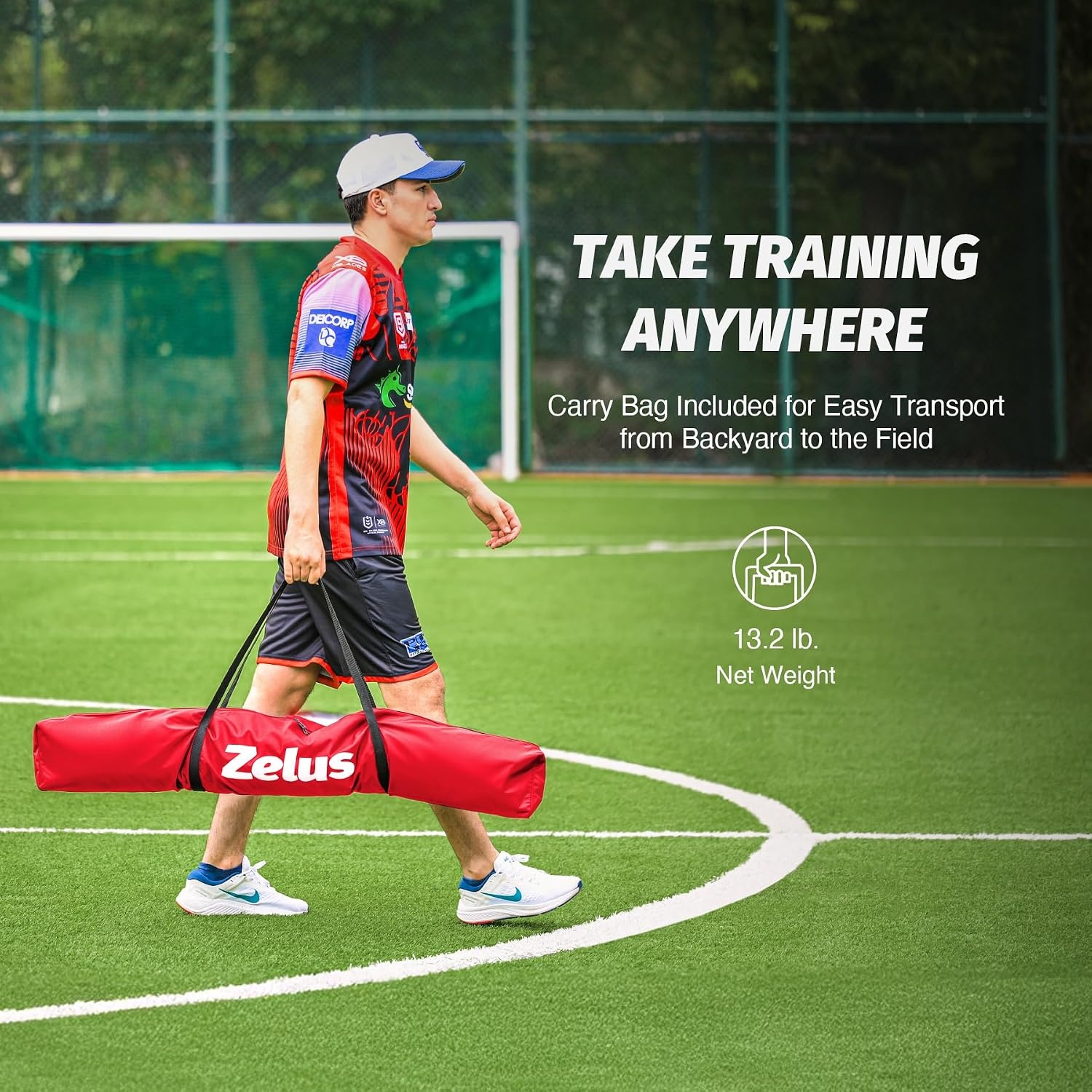 image:imageZELUS Baseball Net 7 ft x7 ft Softball Hitting amp Pitching with Carry Bag Ground Stakes Portable Backstop amp Bow Frame Training Equipment for All AgesRED