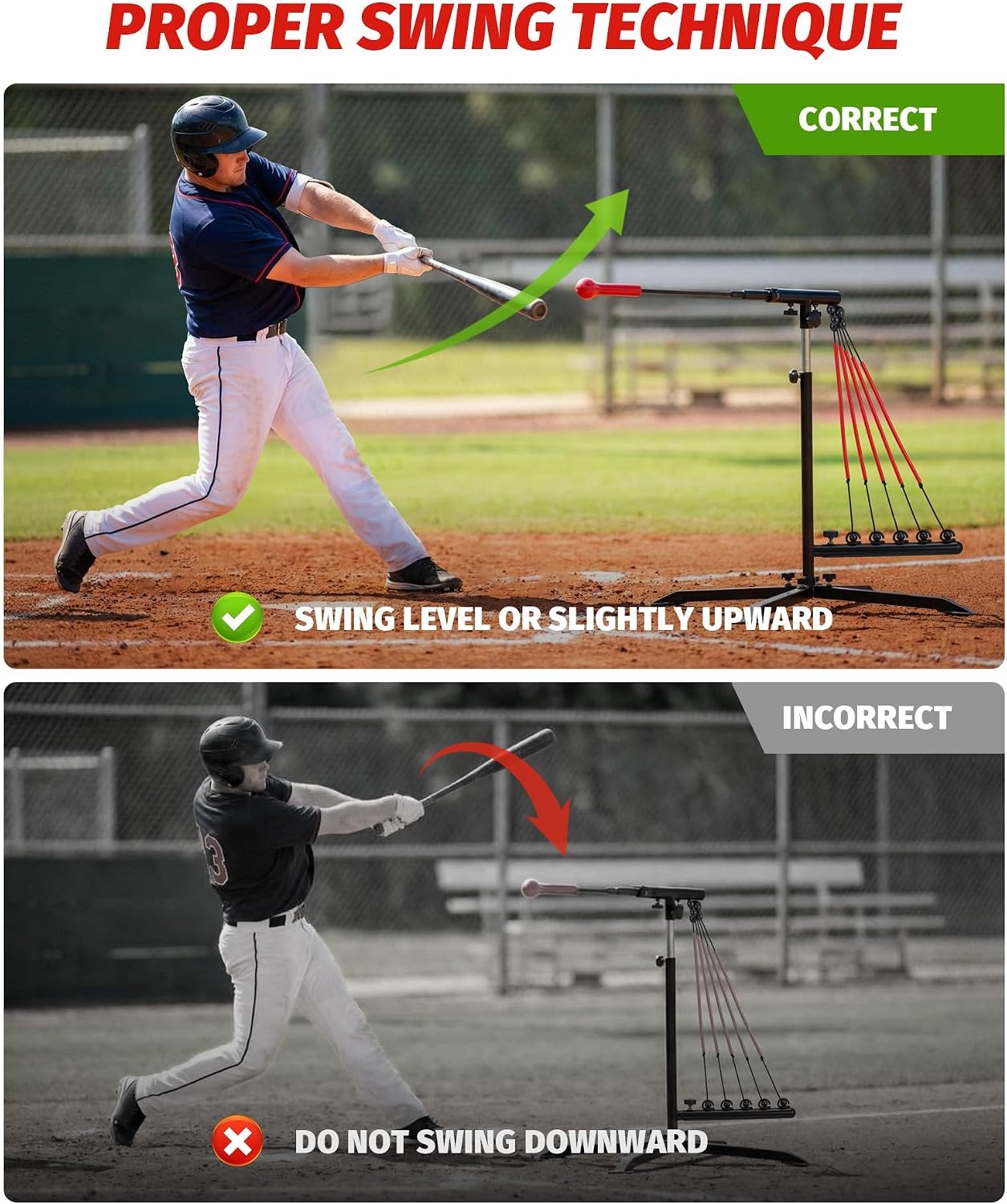 image:imageZELUS Baseball Swing Trainer 5 Resistance Levels Height Adjustable Adjusts 315453in 5 resistance bands Xshaped base with 4 stakes autoreset ball portable carry bag for all ages