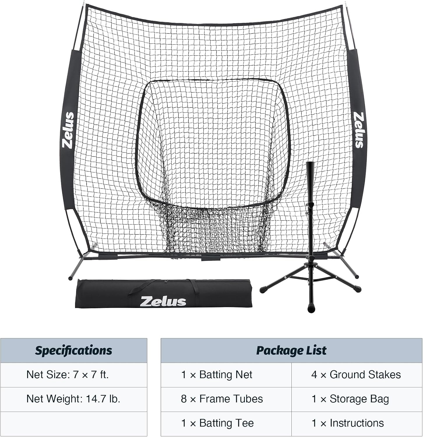 image:imageZELUS Baseball amp Softball Practice Hitting and Pitching Net with Batting Tee Portable Backstop Net with Carry Bag Training Equipment for All Ages