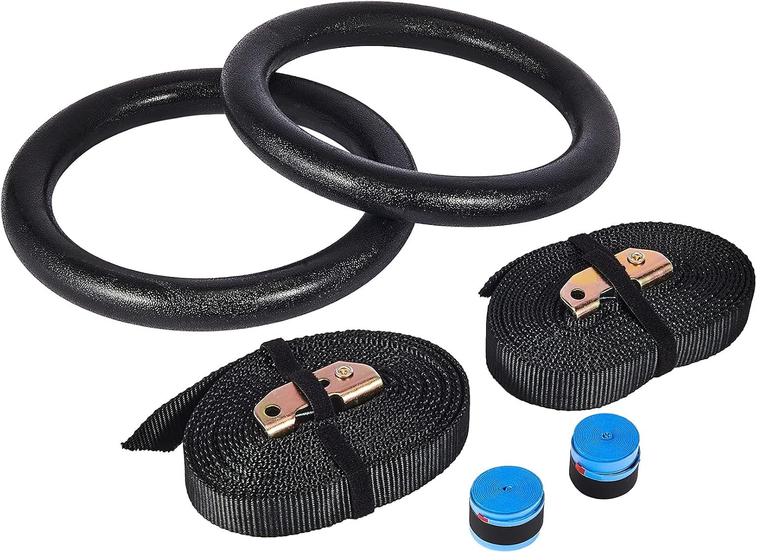 image:imageZELUS Gymnastic Rings Exercise Olympic Rings with Adjustable Straps Steel Buckles Perfect for Workout Strength Training PullUps and Dips Black