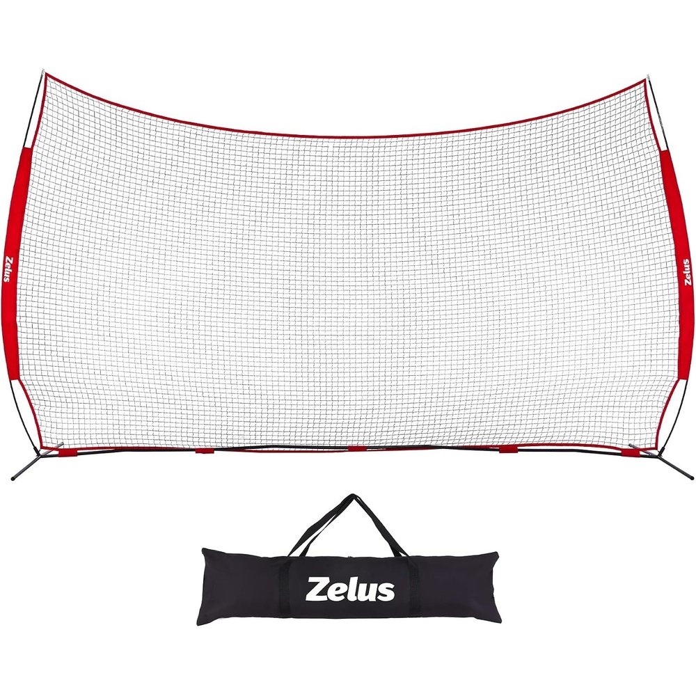 image:image12x9ft 16x10ft Barricade Backstop Net Ball Sports Barrier Practice Net for Baseball Softball Lacrosse Soccer Basketball and More16x10 ft Red