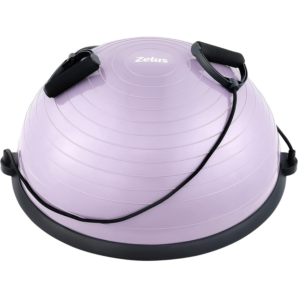 image:imageZELUS 23in Balance Ball with 55cm Yoga Ball Resist Bands amp Foot Pump 660lbs half ball balance trainer nonslip exercise ball for core strength stability amp balance fullbody home gymLilac