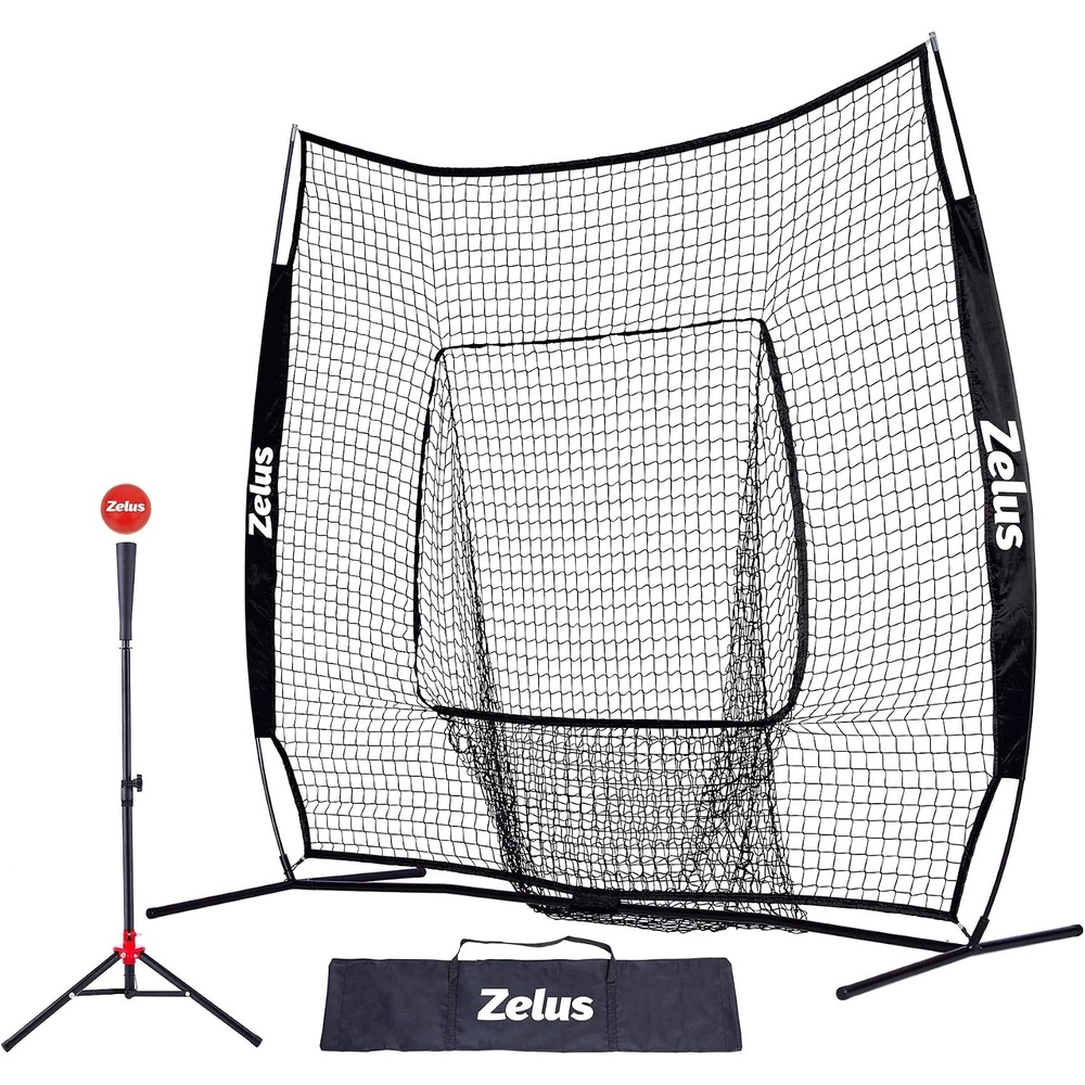 image:imageZELUS 7x7ft Baseball Net Baseball Softball Practice Net with Tee Baseballs and Carry Bag for Batting Hitting and PitchingNet and teeBlack