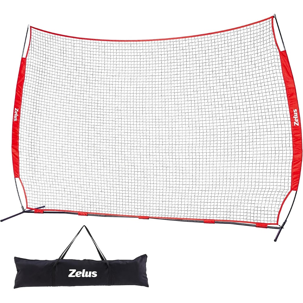 image:imageZELUS Collapsible Barricade Backstop Net 12x9 ft Net for Lacrosse Baseball Basketball Soccer Field Hockey and Softball Practice Barrier Portable Hitting Net for Backyard Park with Carry Bag