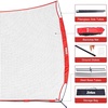 12x9ft / 16x10ft Barricade Backstop Net, Ball Sports Barrier, Practice Net for Baseball, Softball, Lacrosse, Soccer, Basketball and More(12×9 ft – Red)