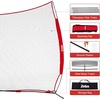 12x9ft / 16x10ft Barricade Backstop Net, Ball Sports Barrier, Practice Net for Baseball, Softball, Lacrosse, Soccer, Basketball and More(16×10 ft – Red)