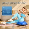 ZELUS 25in. Balance Ball | 660lb Inflatable Half Exercise Ball Wobble Board Balance Trainer w Nonslip Base | Half Yoga Ball Strength Training Equipment w 2 Bands, Pump, Extra Ball Included(Blue)