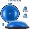 ZELUS 25in. Balance Ball | 660lb Inflatable Half Exercise Ball Wobble Board Balance Trainer w Nonslip Base | Half Yoga Ball Strength Training Equipment w 2 Bands, Pump, Extra Ball Included(Blue)