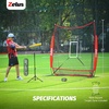 ZELUS 7×7 ft Baseball Hitting and Pitching Net with Batting Tee, 2 Strike Zone Large Ball Collection System, Portable Softball Net with Carry Bag for All Skill Levels