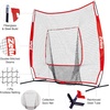 ZELUS 7x7ft Baseball Net, Baseball Softball Practice Net with Tee, Baseballs and Carry Bag for Batting Hitting and Pitching(Net and tee-Red)