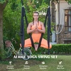 ZELUS Aerial Yoga Swing Sling Strong Yoga Hammock Kit Set Trapeze Inversion Equipment Include 2 Extensions Straps and Ceiling Mounting Kit(Black)