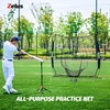 ZELUS Baseball Net 7 ft x7 ft, Softball Hitting & Pitching with Carry Bag, Ground Stakes, Portable Backstop & Bow Frame, Training Equipment for All Ages(Black-1)