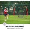 ZELUS Baseball Net 7 ft x7 ft, Softball Hitting & Pitching with Carry Bag, Ground Stakes, Portable Backstop & Bow Frame, Training Equipment for All Ages(RED)