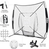 ZELUS Baseball net and tee, 5x5ft/ 7x7ft Baseball Net for Hitting and Pitching, Portable Indoor Outdoor Batting Practice Net with Carry Bag Ball Caddy & Baseballs