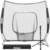 ZELUS Baseball & Softball Practice Hitting and Pitching Net with Batting Tee, Portable Backstop Net with Carry Bag, Training Equipment for All Ages