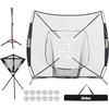 ZELUS Baseball net and tee, 5x5ft/ 7x7ft Baseball Net for Hitting and Pitching, Portable Indoor Outdoor Batting Practice Net with Carry Bag Ball Caddy & Baseballs