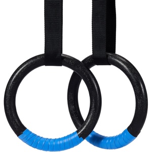 ZELUS Gymnastic Rings, Exercise Olympic Rings with Adjustable Straps, Steel Buckles, Perfect for Workout, Strength Training, Pull-Ups and Dips (Black)