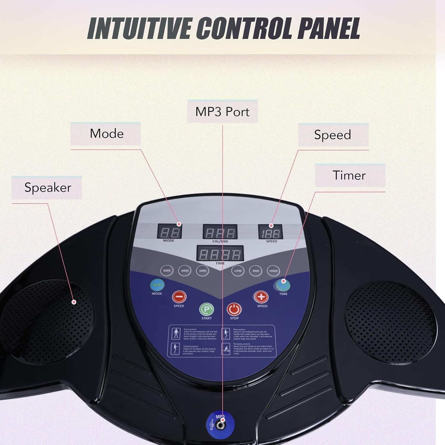 image:image2000W Whole Body Vibration Platform Exercise Machine with MP3 Player 180 Speed Levels Platform