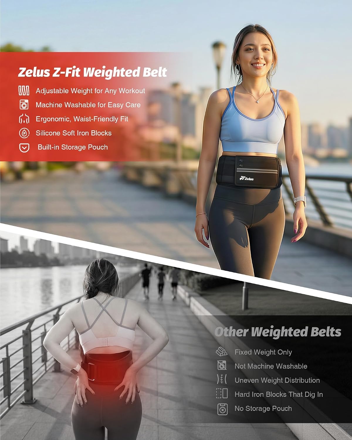 image:imageZELUS 203240lb Adjustable Weighted Vest for Men Women Rucking Workout ZFit soft iron weight vest pockets adjustable straps for rucking walking workout running strength trainingBlack