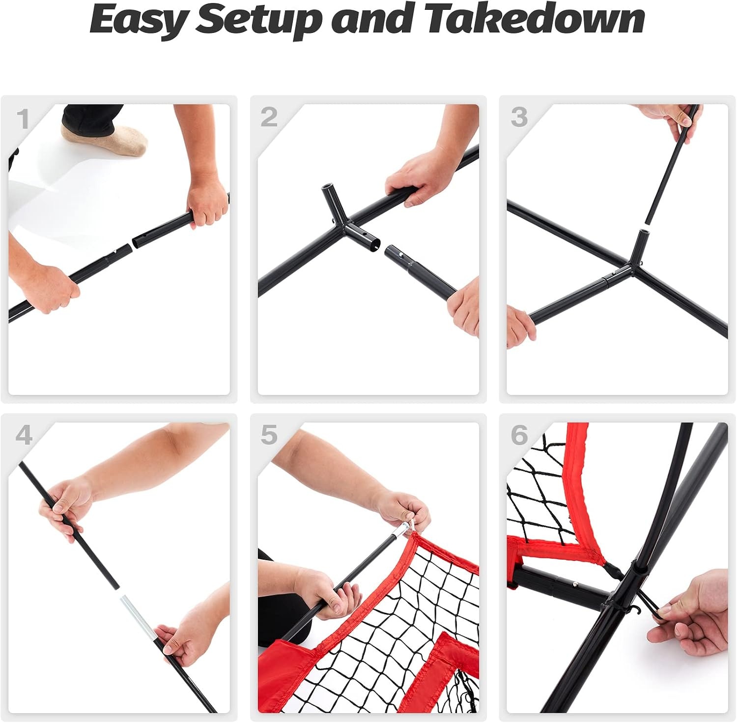 image:imageZELUS 7 x 7ft Football Trainer Throwing Net Training Target Practice with 5 Targets Great for Quarterback Includes Carry BagRed