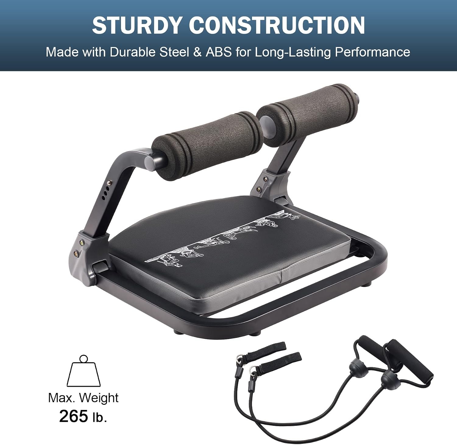 image:imageZELUS Ab Machine with Resistance Bands for Home Gym 2 in 1 Ab Workout Equipment with Rebound Assist 4 Intensities Core Strength Trainer Whole Body Exercise Fitness Equipment for Home WorkoutsGray