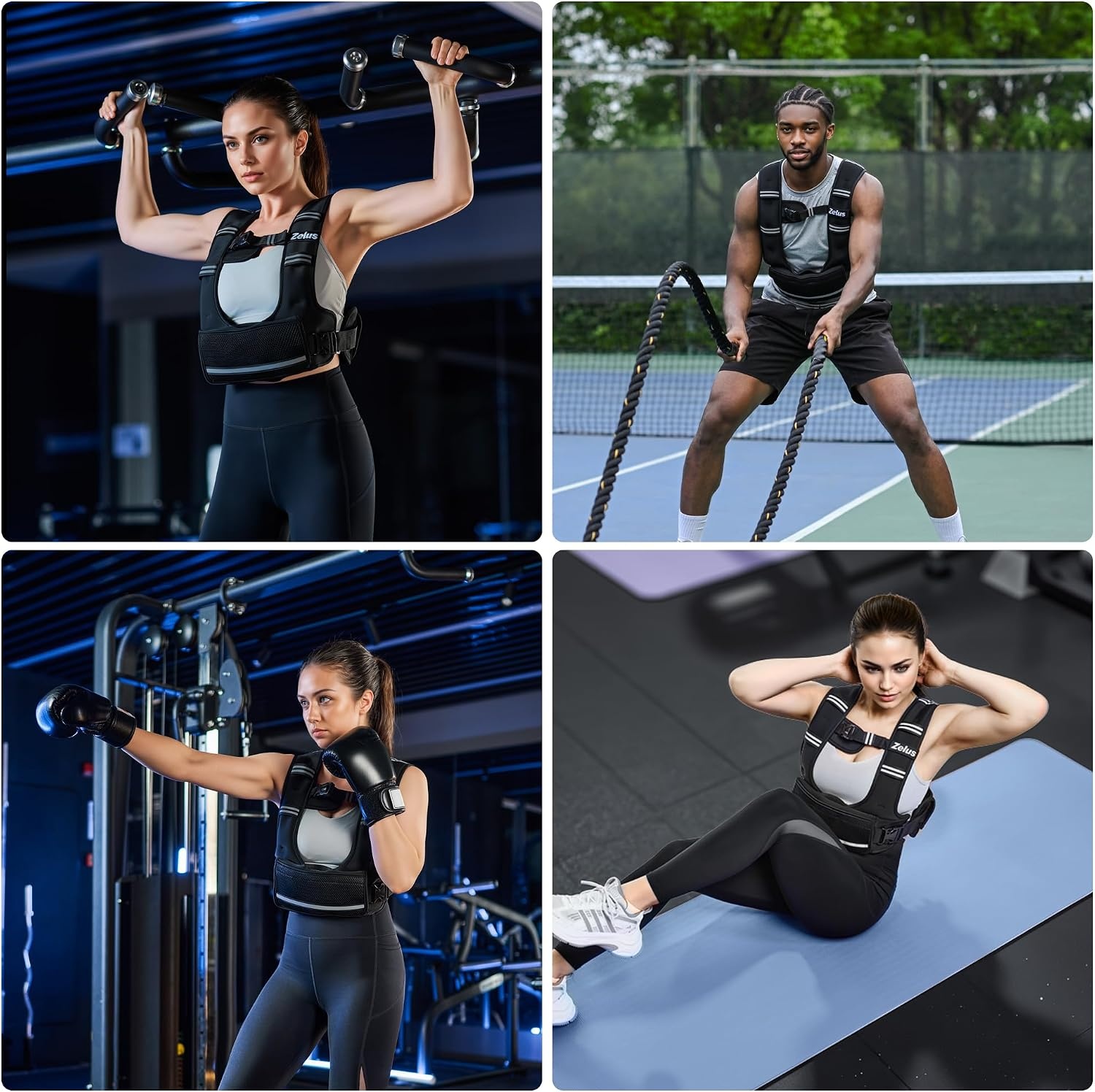 image:imageZELUS Adjustable Weighted Vest for Women Men Ergonomic Fit Training Vest Available in 410 LB 1120 LB and 2032 LB Options with 6 Removable Weights for Walking Cardio and Strength Training2032LB