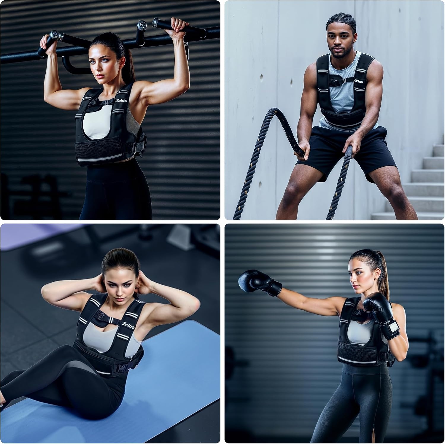 image:imageZELUS Adjustable Weighted Vest for Women Men Ergonomic Fit Training Vest Available in 410 LB 1120 LB and 2032 LB Options with 6 Removable Weights for Walking Cardio and Strength Training1120LB