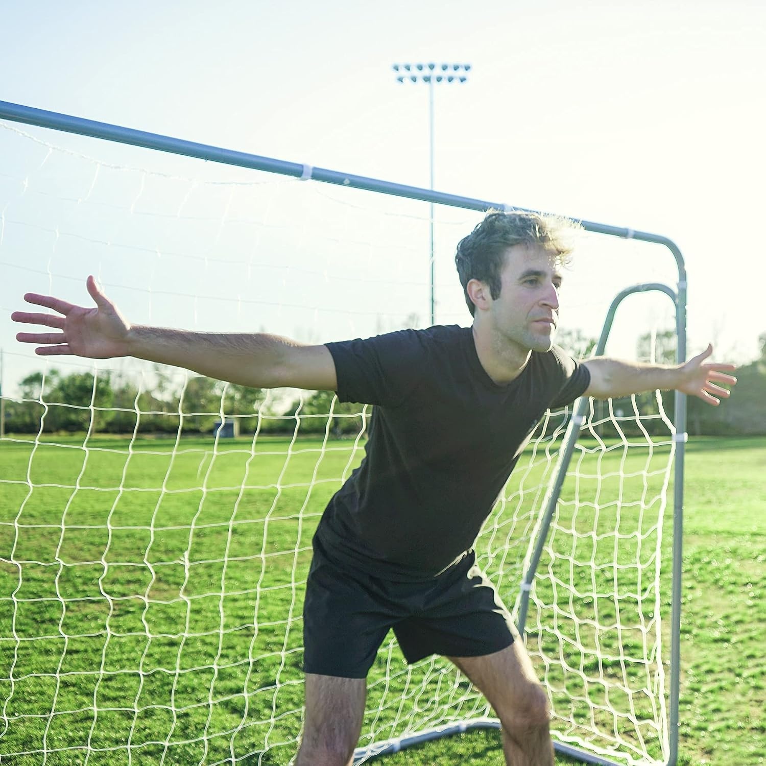 image:imageZELUS Soccer Goal 8 x 56 ft 2 in 1 Powder Coated Soccer Goal Frame with All Weather Net amp Detachable Target Goal Net for improving Skills