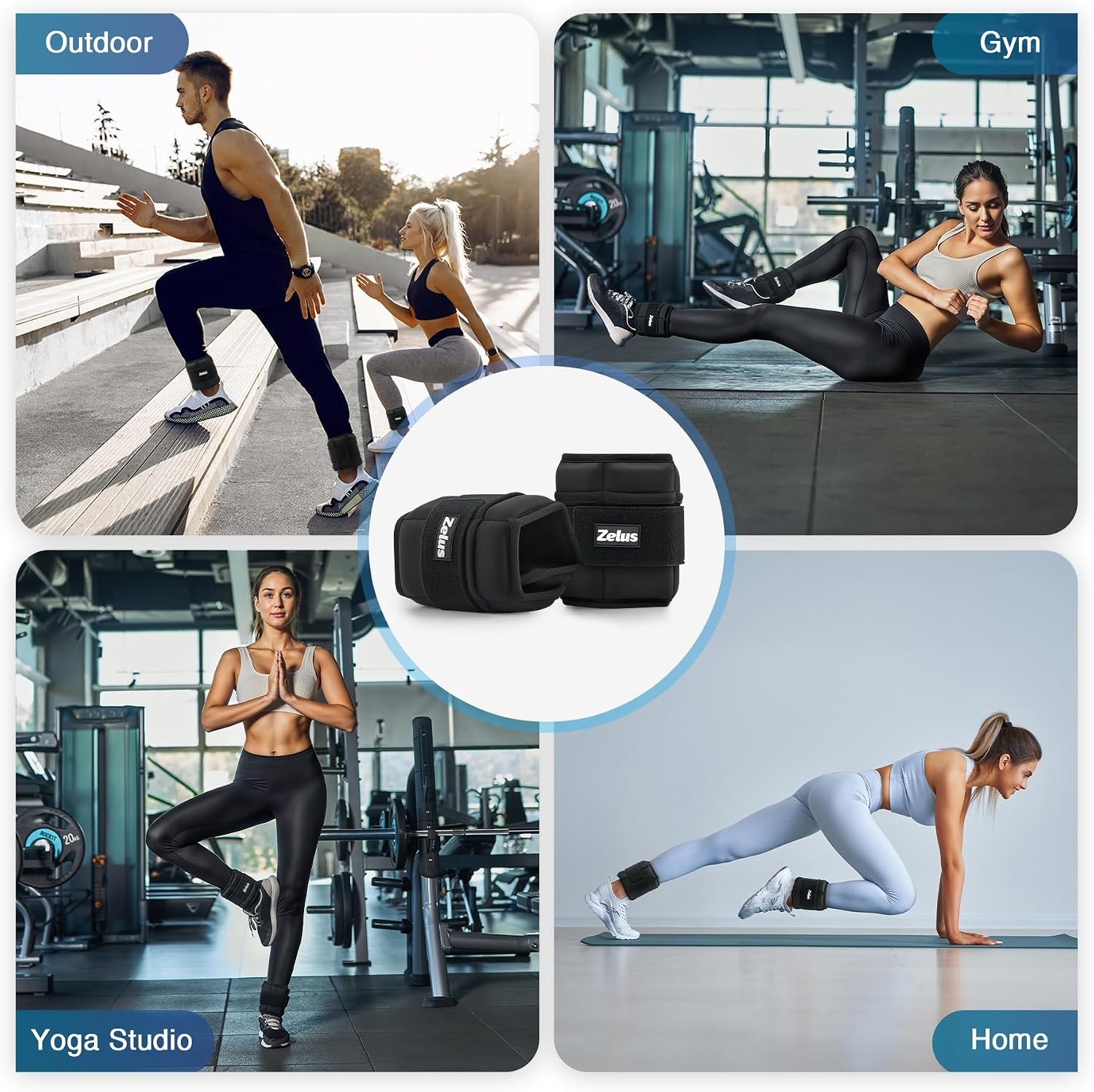 image:imageZELUS Ultra Thin Adjustable Ankle Weights 4710 lb Fully Adjustable Filled with Soft Iron for Slim Fit Leg Weights for Women Men Strength Weighted for Gym Home Yoga Walking Running PilatesBlack