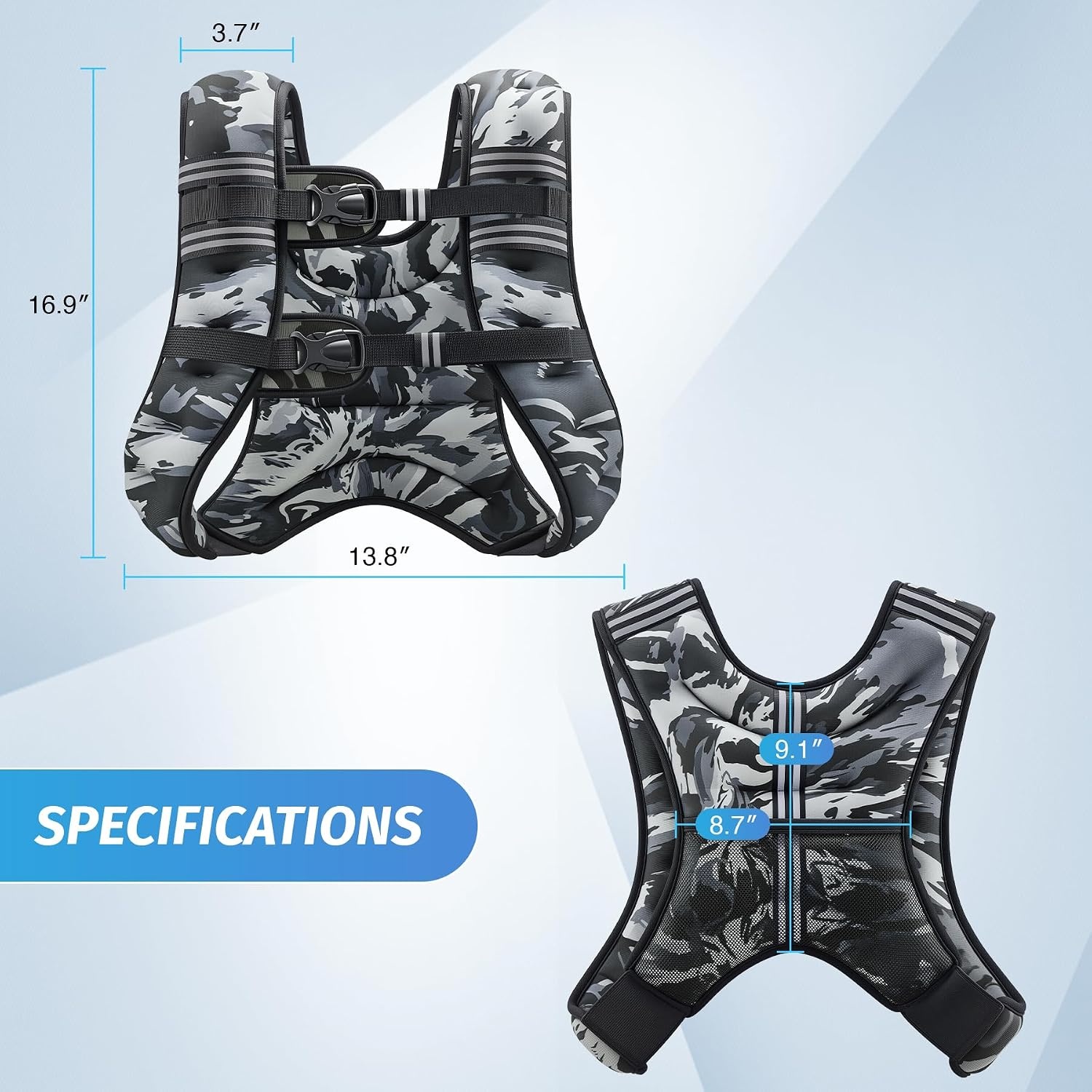image:imageZELUS Weighted Vest 6lb8lb12lb16lb20lb25lb30lb Weight Vest with Reflective Stripe for Workout Strength Training Running Fitness Muscle Building Weight Loss WeightliftingGray Camo