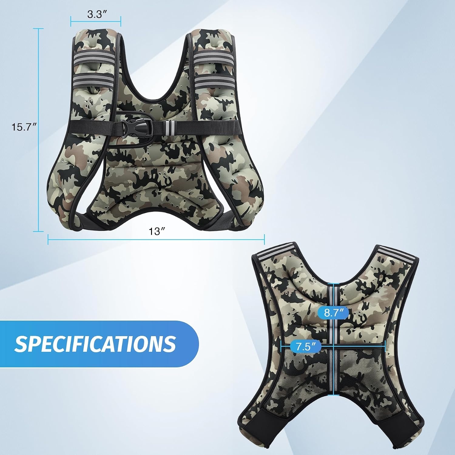 image:imageZELUS Weighted Vest 6lb8lb12lb16lb20lb25lb30lb Weight Vest with Reflective Stripe for Workout Strength Training Running Fitness Muscle Building Weight Loss WeightliftingDesert Camo