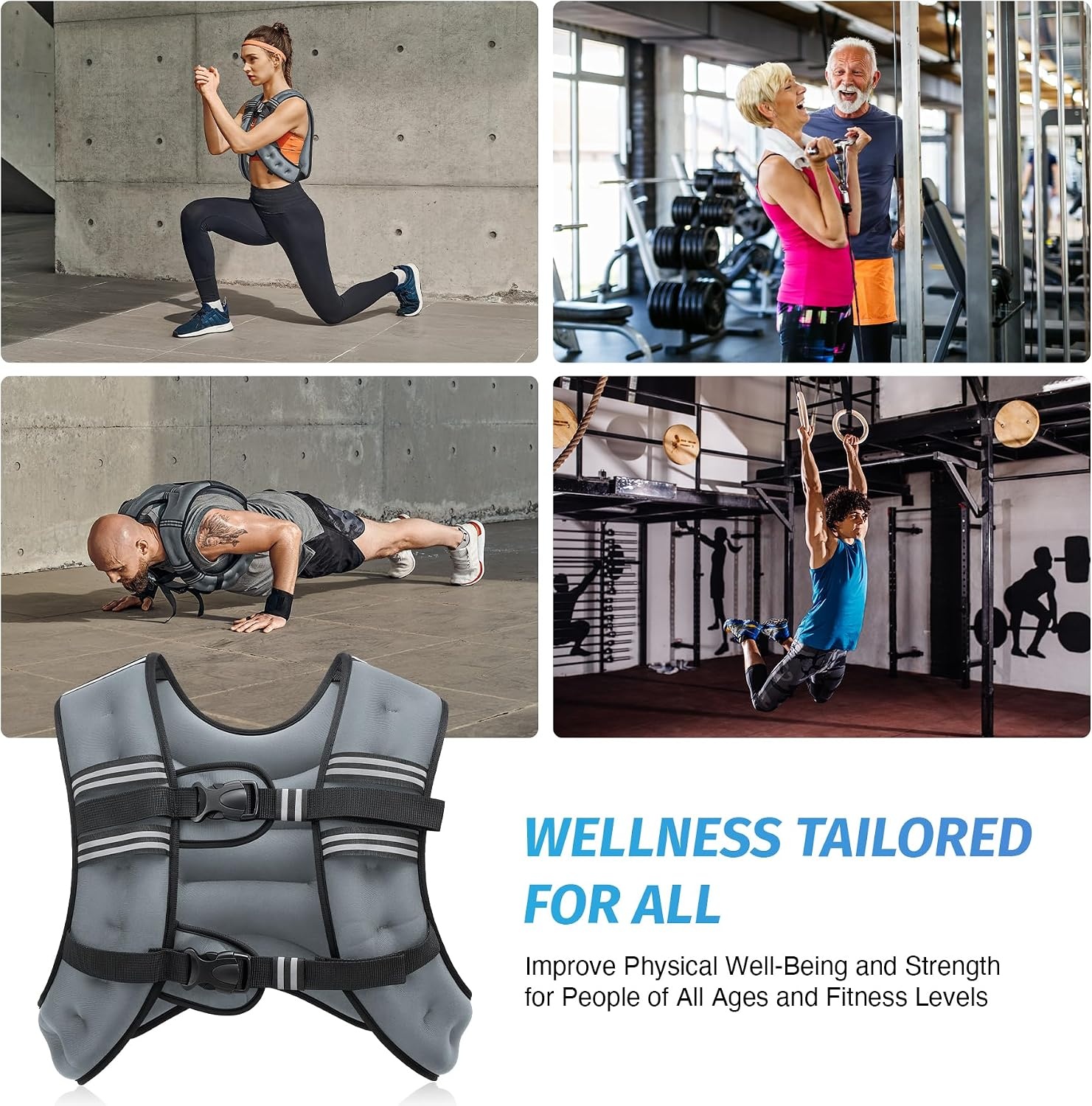image:imageZELUS Weighted Vest 6lb8lb12lb16lb20lb25lb30lb Weight Vest with Reflective Stripe for Workout Strength Training Running Fitness Muscle Building Weight Loss WeightliftingGrey