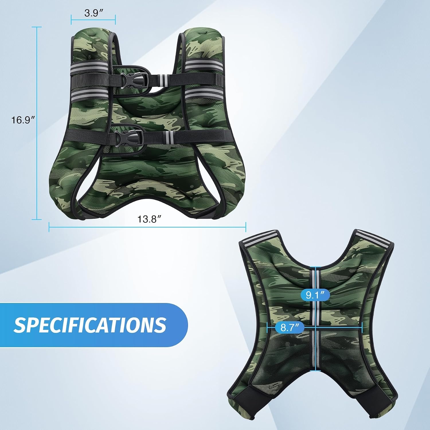 image:imageZELUS Weighted Vest 6lb8lb12lb16lb20lb25lb30lb Weight Vest with Reflective Stripe for Workout Strength Training Running Fitness Muscle Building Weight Loss WeightliftingForest Green Camo
